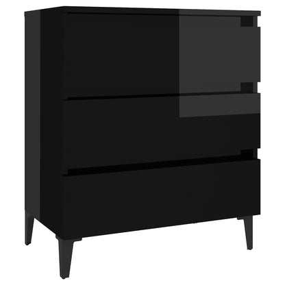 Credenza Nero Lucido 60x35x69 cm in Legno Multistrato