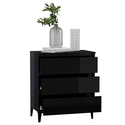 Credenza Nero Lucido 60x35x69 cm in Legno Multistrato