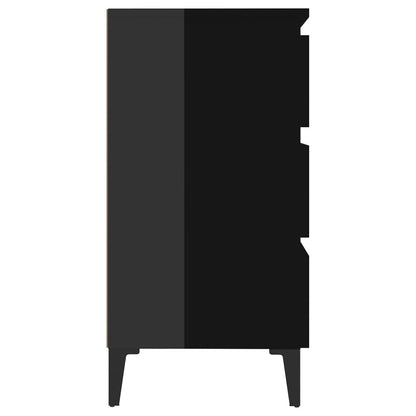 Credenza Nero Lucido 60x35x69 cm in Legno Multistrato