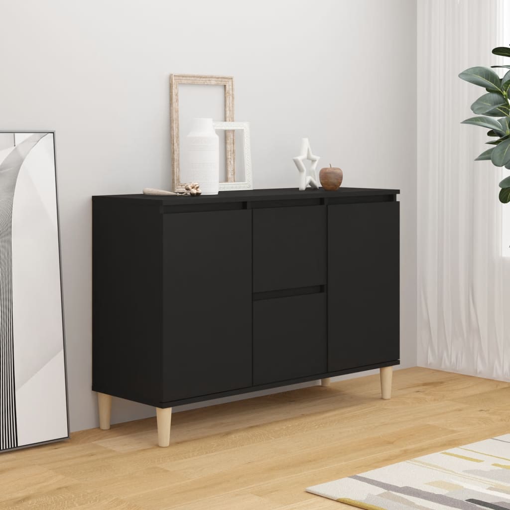 Credenza Nera 101x35x70 cm in Legno Multistrato