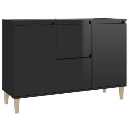 Credenza Nero Lucido 101x35x70 cm in Legno Multistrato