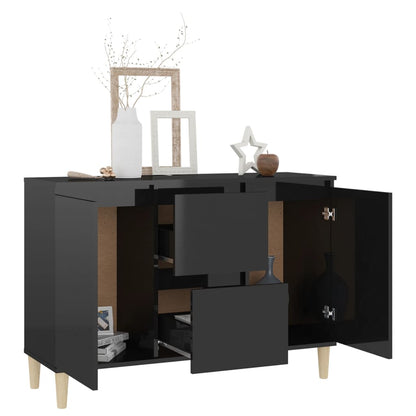 Credenza Nero Lucido 101x35x70 cm in Legno Multistrato