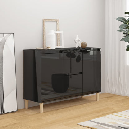 Credenza Nero Lucido 101x35x70 cm in Legno Multistrato