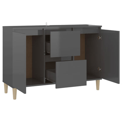 Credenza Grigio Lucido 101x35x70 cm in Legno Multistrato