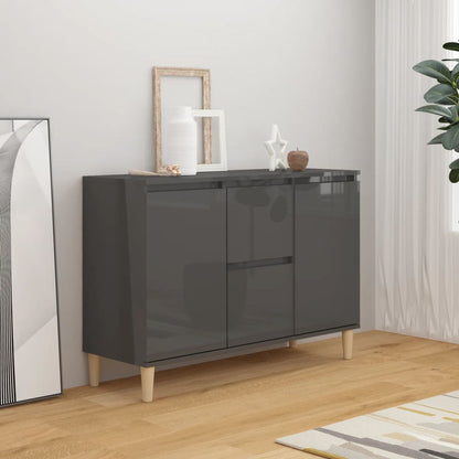 Credenza Grigio Lucido 101x35x70 cm in Legno Multistrato
