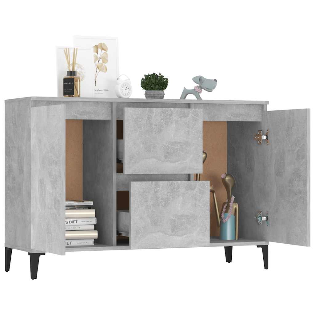 Credenza Grigio Cemento 102x35x70 cm in Legno Multistrato
