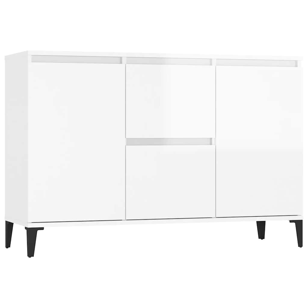 Credenza Bianco Lucido 102x35x70 cm in Legno Multistrato