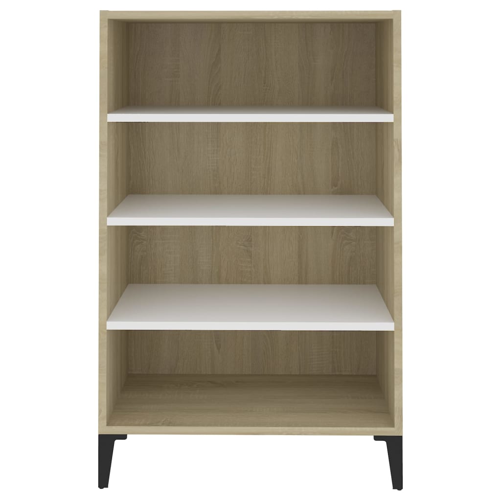 Credenza Bianca e Rovere Sonoma 57x35x90 cm Legno Multistrato