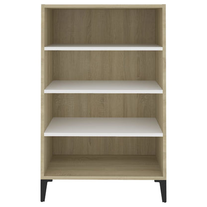 Credenza Bianca e Rovere Sonoma 57x35x90 cm Legno Multistrato