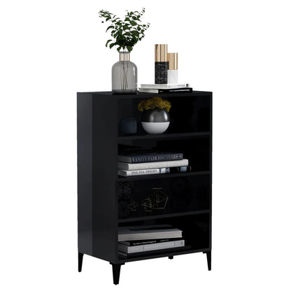 Credenza Nero Lucido 57x35x90 cm in Legno Multistrato