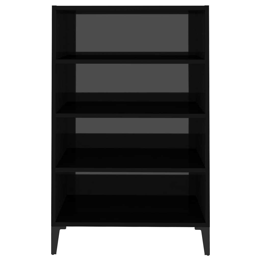 Credenza Nero Lucido 57x35x90 cm in Legno Multistrato