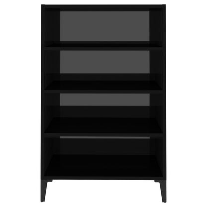 Credenza Nero Lucido 57x35x90 cm in Legno Multistrato