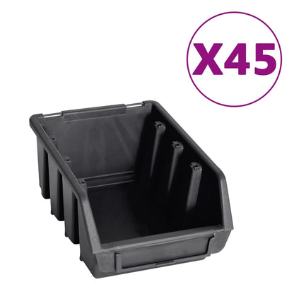 Kit Contenitori 96 pz con Pannelli a Parete Rosso e Nero