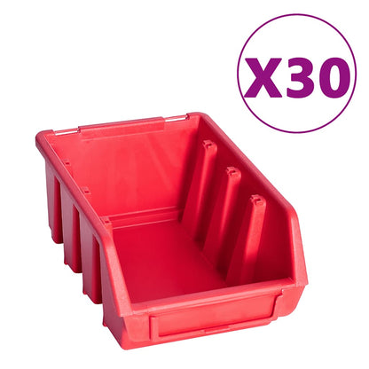 Kit Contenitori 136 pz con Pannelli a Parete Rosso e Nero