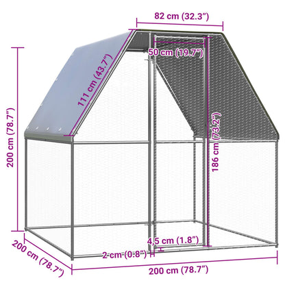 Gabbia per Polli da Esterno 2x2x2 m in Acciaio Zincato