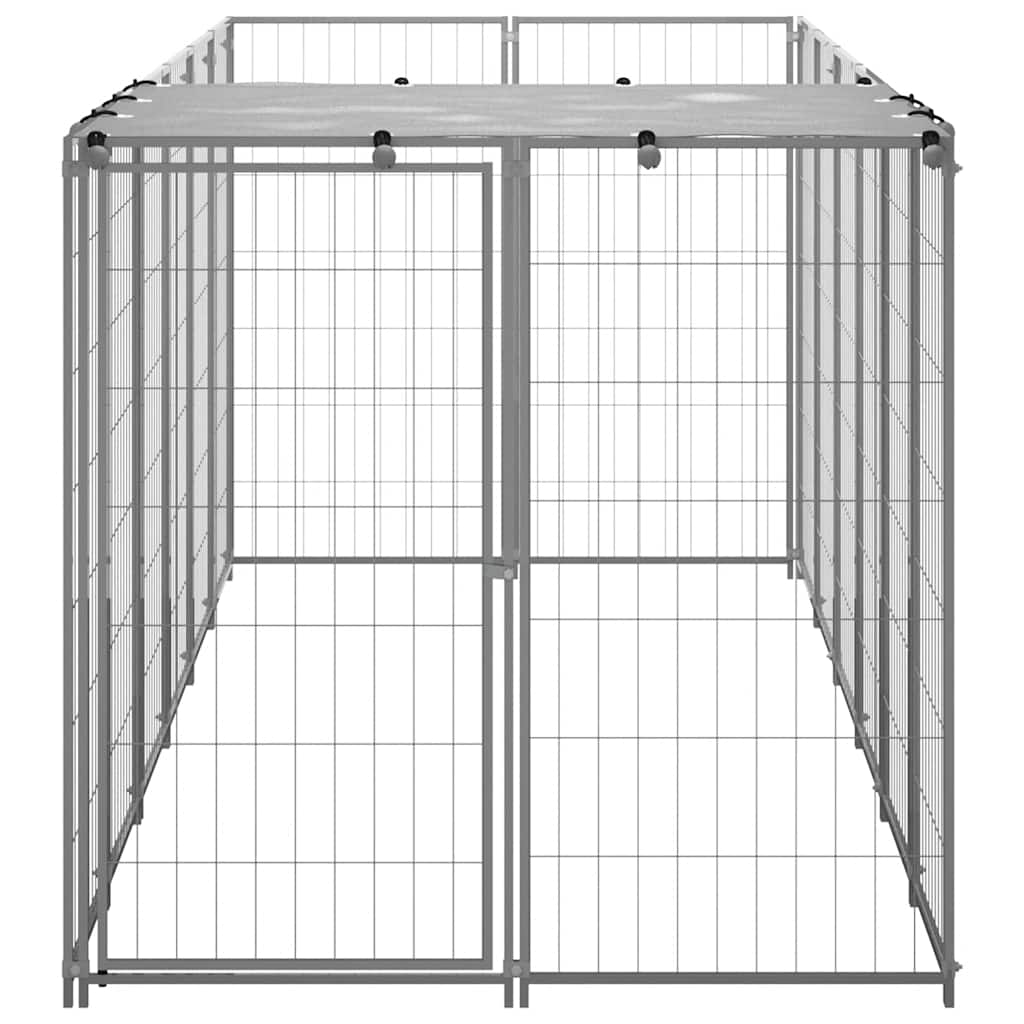 Gabbia per Cani Argento 330x110x110 cm in Acciaio