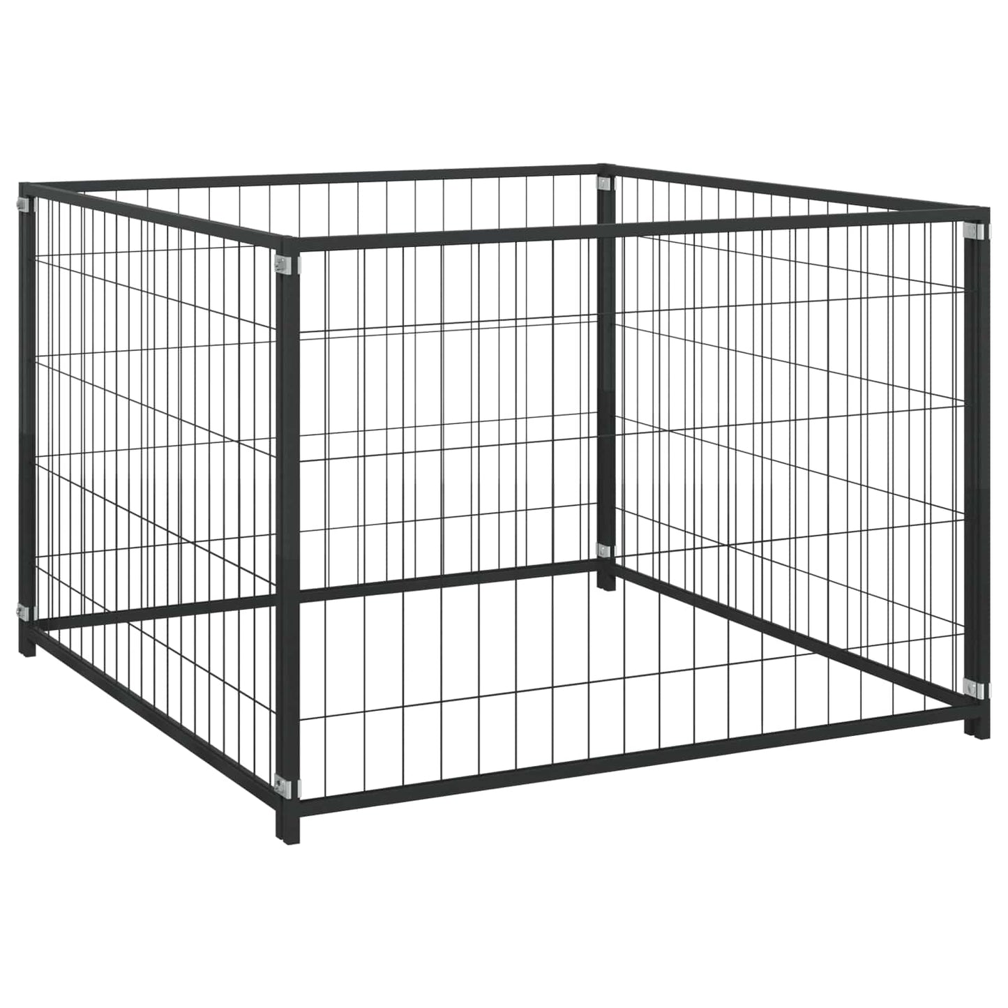 Gabbia per Cani Nera 300x100x70 cm in Acciaio