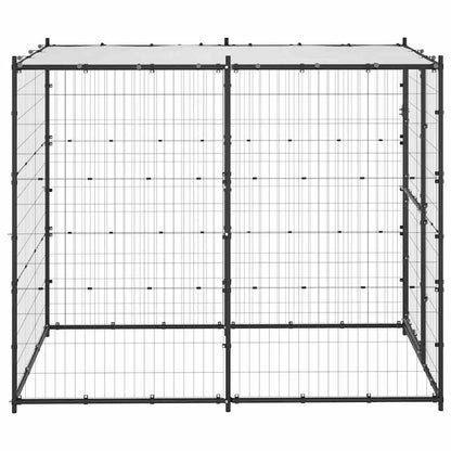 Gabbia per Cani da Esterno in Acciaio con Tetto 110x220x180 cm