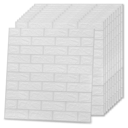 Carta da parati 3D Motivo a Mattoni Autoadesiva 10 pz Bianca