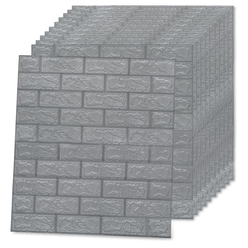 Carta da parati 3D Motivo a Mattoni Autoadesiva 10 pz Antracite