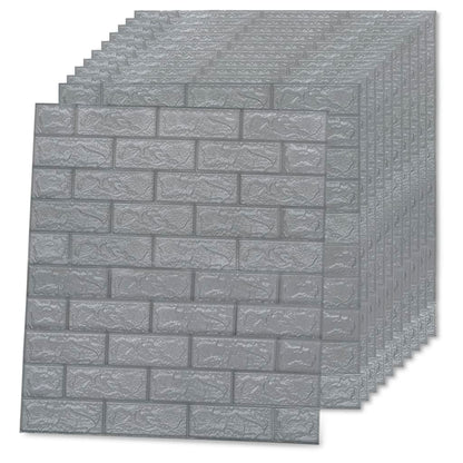 Carta da parati 3D Motivo a Mattoni Autoadesiva 20 pz Antracite