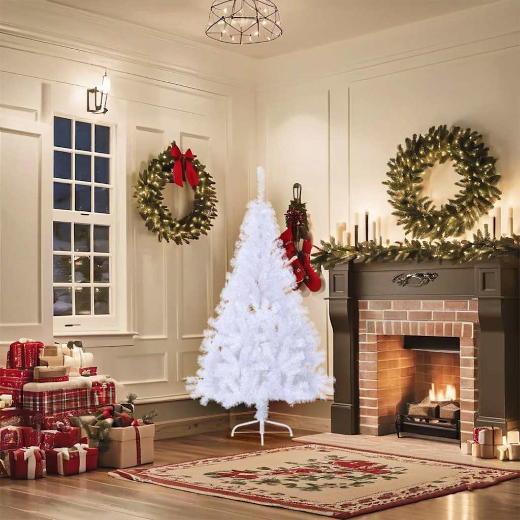 Albero di Natale Artificiale MetÃ  con Supporto Bianco 150cm PVC