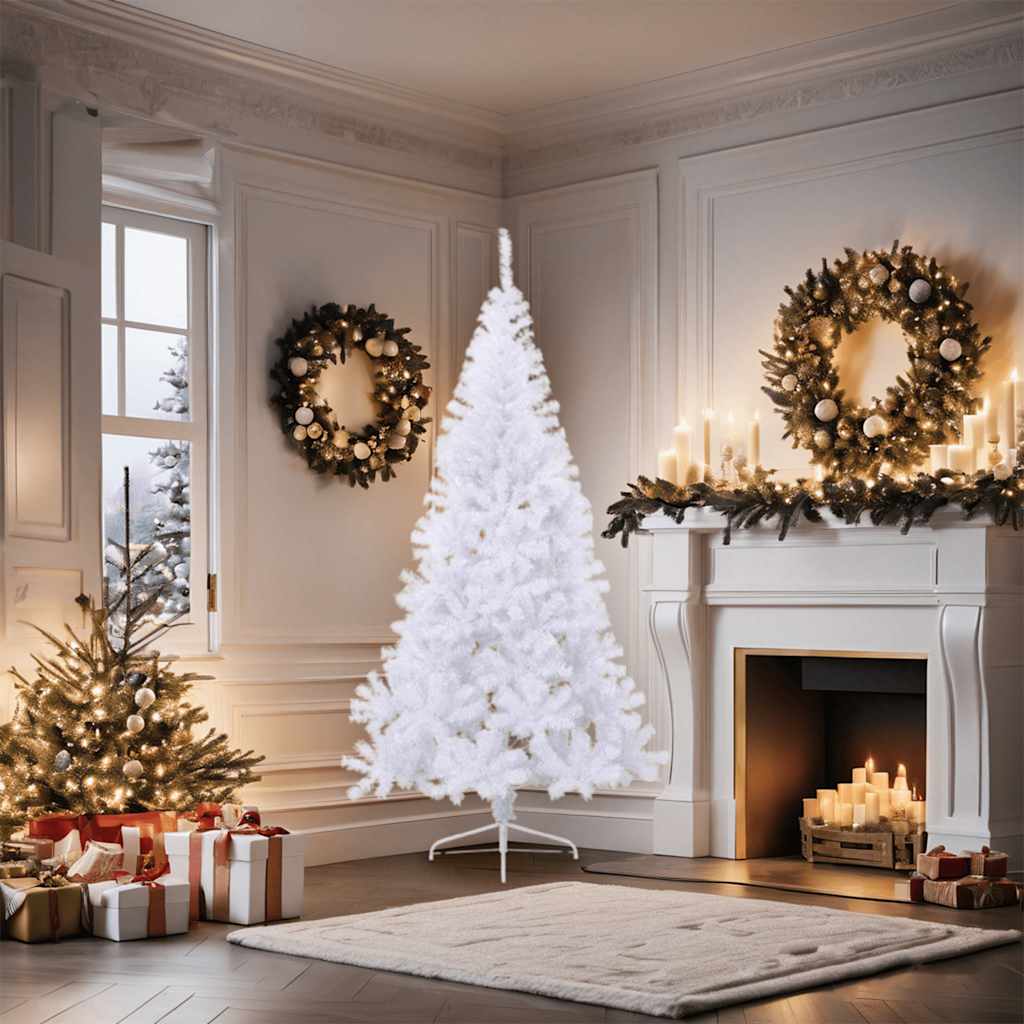 Albero di Natale Artificiale MetÃ  con Supporto Bianco 180cm PVC