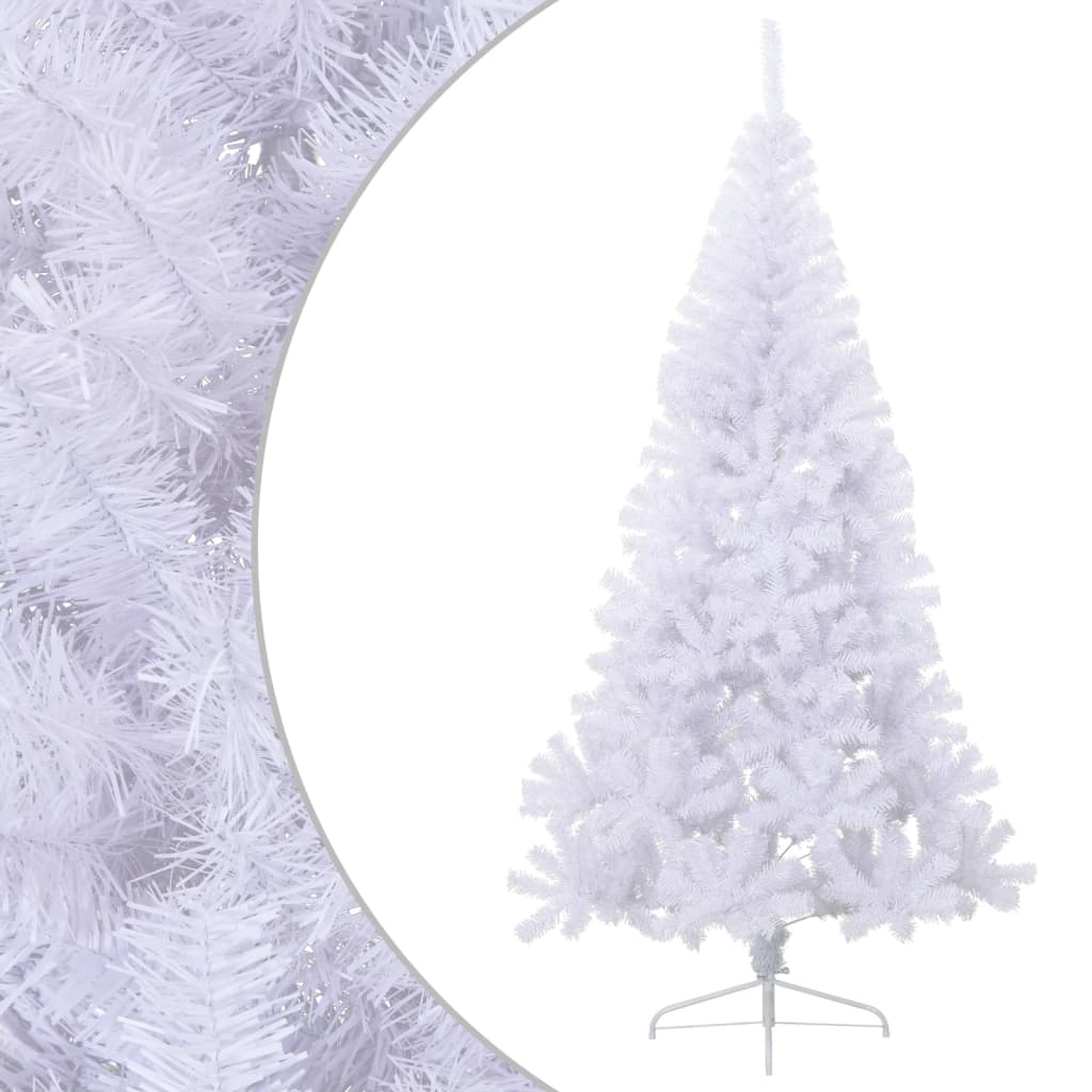 Albero di Natale Artificiale MetÃ  con Supporto Bianco 210cm PVC