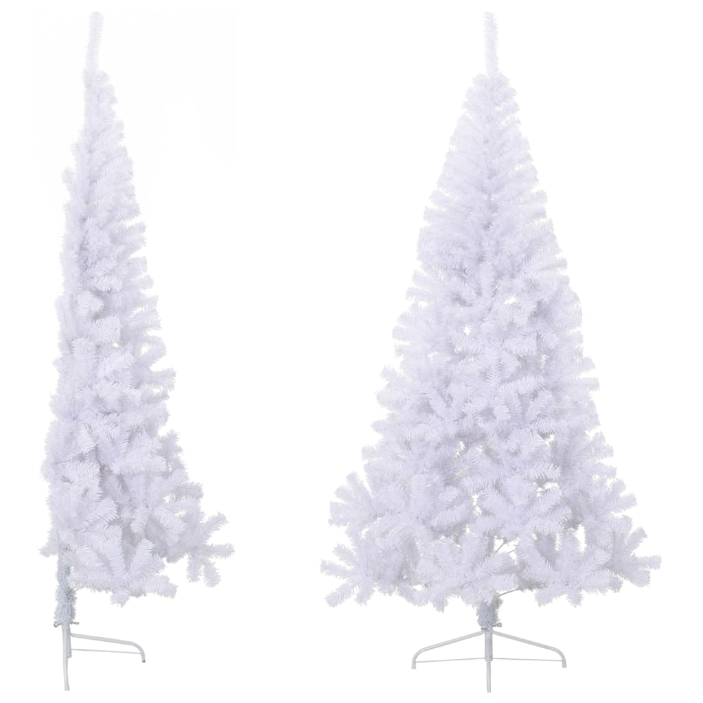 Albero di Natale Artificiale MetÃ  con Supporto Bianco 210cm PVC