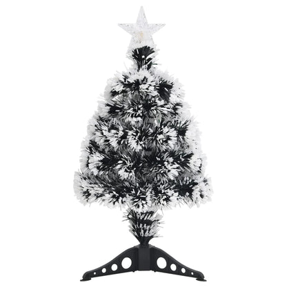 Albero di Natale Preilluminato Verde e Bianco 64cm Fibra Ottica