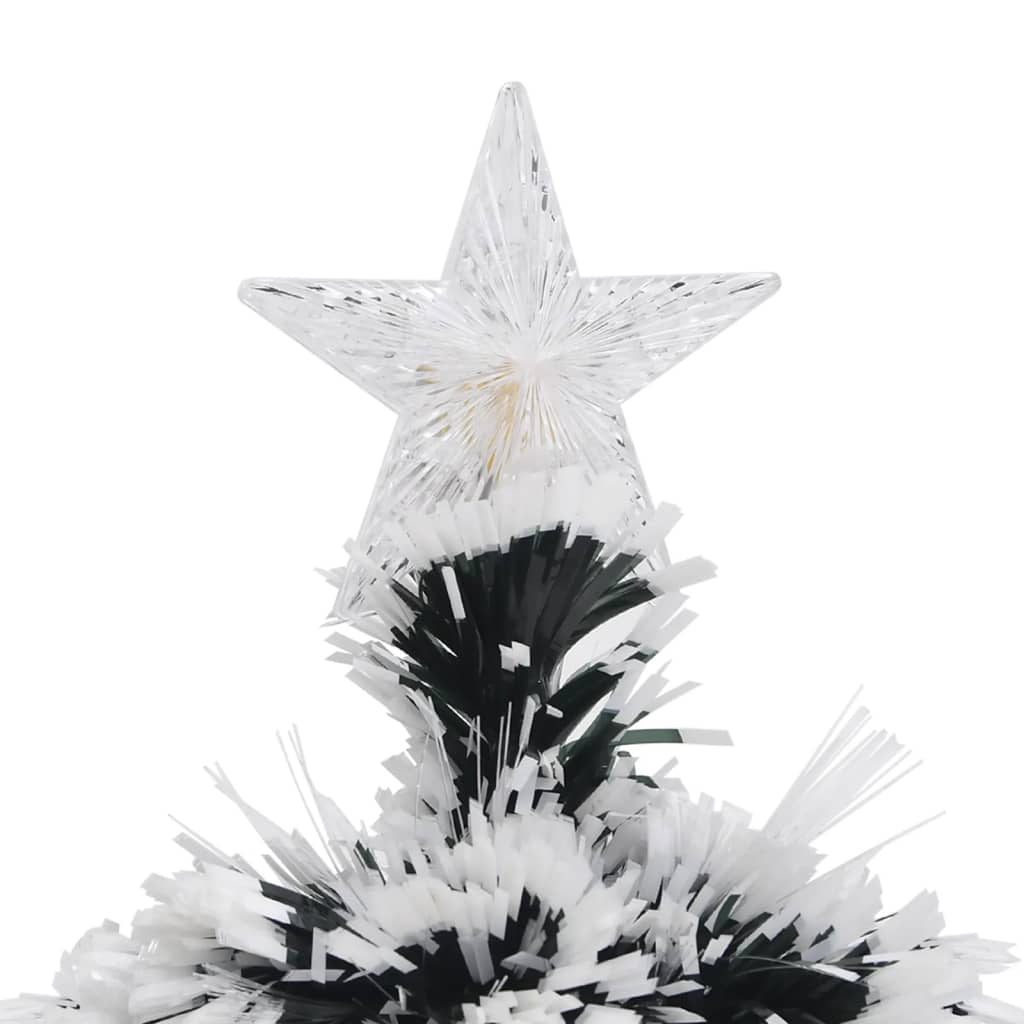 Albero di Natale Preilluminato Verde e Bianco 64cm Fibra Ottica