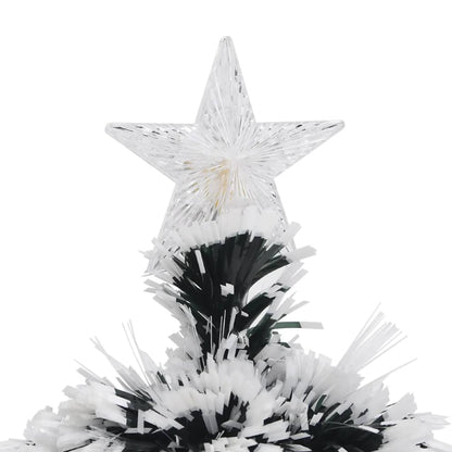 Albero di Natale Preilluminato Verde e Bianco 64cm Fibra Ottica