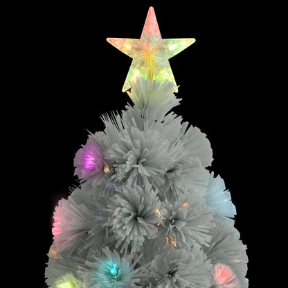 Albero Natale Preilluminato Bianco 150 cm in Fibra Ottica