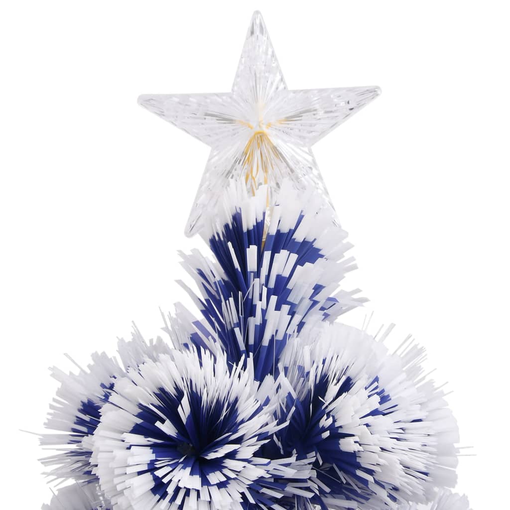 Albero Natale Preilluminato Bianco e Blu 240 cm in Fibra Ottica