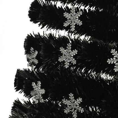 Albero Natale con Fiocchi di Neve a LED Nero 150cm Fibra Ottica
