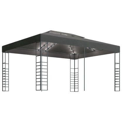 Gazebo con Stringa di Luci LED 3x4 m Antracite