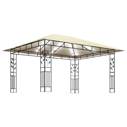 Gazebo con Zanzariera e Luci LED 4x3x2,73 m Crema