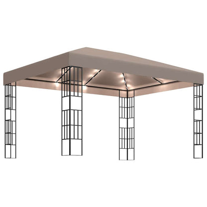 Gazebo con Luci a Stringa LED 4x3 m Grigio Talpa