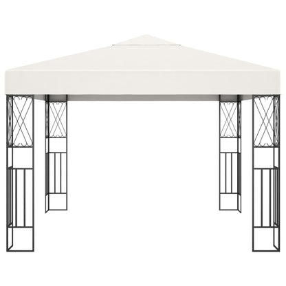 Gazebo con Stringa di Luci LED 3x3 m in Tessuto Crema