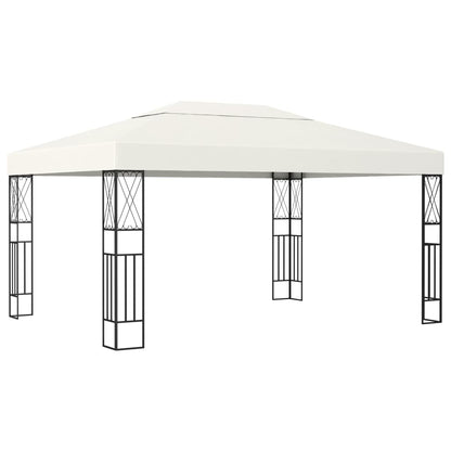 Gazebo con Stringa di Luci LED 3x4 m in Tessuto Crema