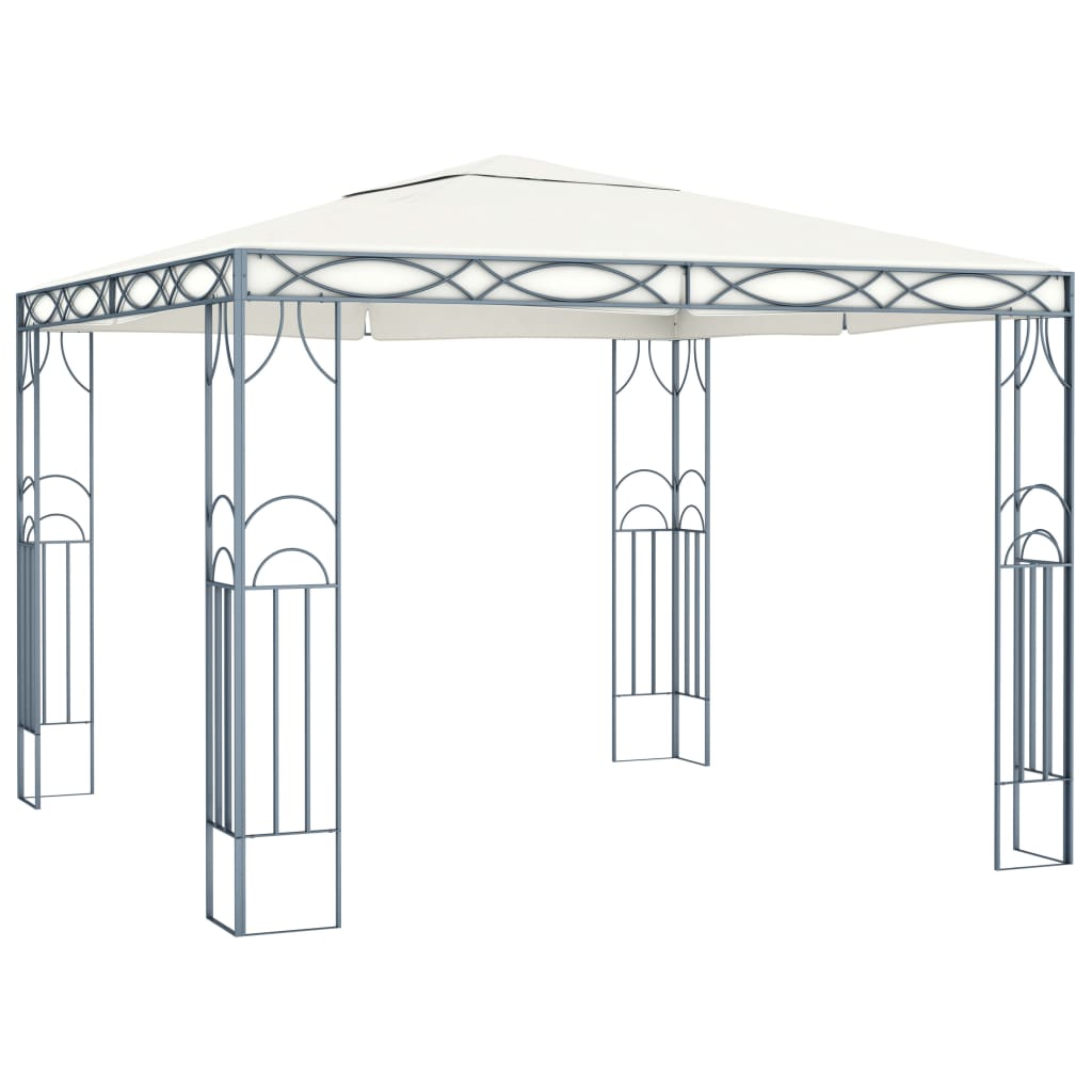 Gazebo con Stringa di Luci LED 300x300 cm Crema