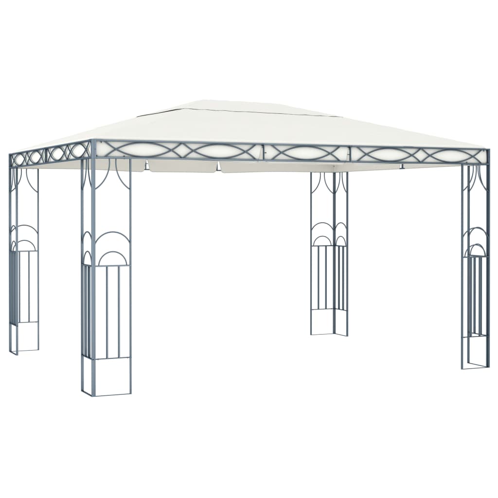 Gazebo con Stringa di Luci LED 400x300 cm Crema