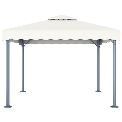 Gazebo con Stringa di Luci LED 300x300 cm Crema in Alluminio