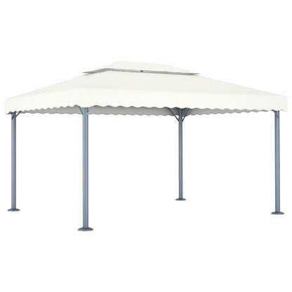 Gazebo con Stringa di Luci LED 400x300 cm Crema in Alluminio