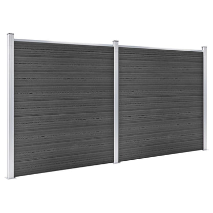 Set Pannelli di Recinzione in WPC 353x186 cm Nero