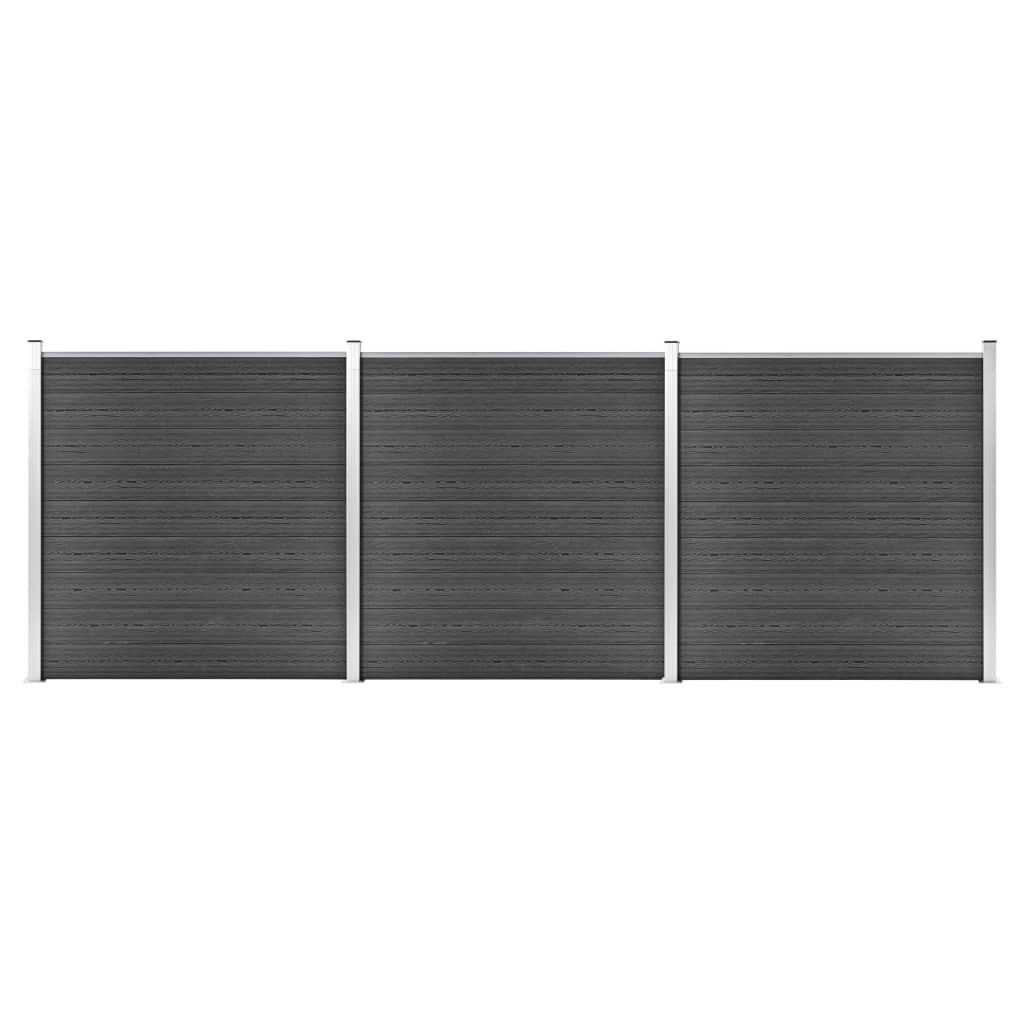Set Pannelli di Recinzione in WPC 526x186 cm Nero