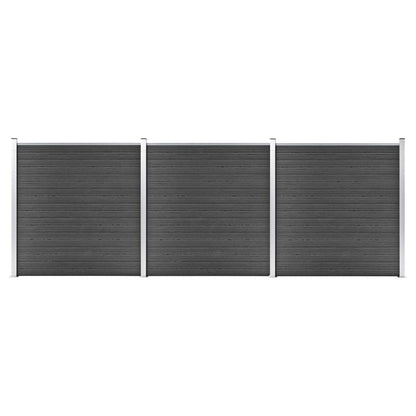 Set Pannelli di Recinzione in WPC 526x186 cm Nero