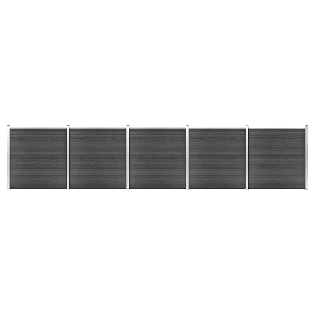 Set Pannelli di Recinzione in WPC 872x186 cm Nero