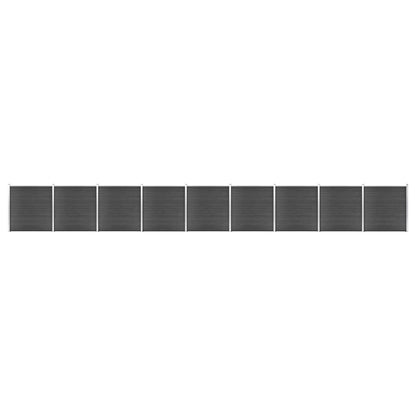Set Pannelli di Recinzione in WPC 1564x186 cm Nero