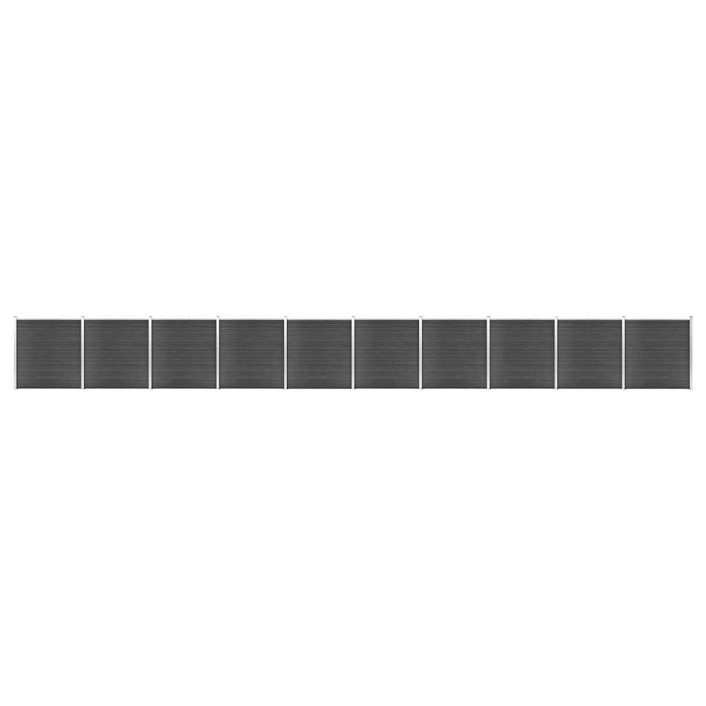 Set Pannelli di Recinzione in WPC 1737x186 cm Nero